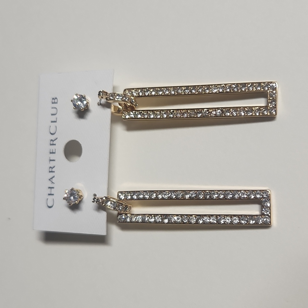CHARTER CLUB 2pk Gold Tone Earrings NWT